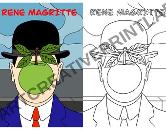 Famous Artists Art Activity Bundle | One Line Portrait Series | Kusama Haring Magritte | 6 Page Classroom Printable PDF