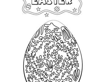 Easter Coloring Pages Printable – Modern Pop Art Easter Egg Coloring Sheets – 5 PNG Files – Instant Download