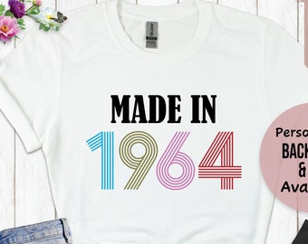 Womens 2024 Vintage Birthday T-Shirt, 60th Birthday Girl Tee, friends 1964 Birthday Gift shirts, Ladies Birthday party shirts, Mum 60th Tops