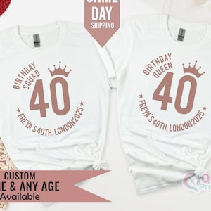 40歳の誕生日の女王のTシャツ、誕生日パーティーのグループシャツ、40歳の誕生日の女王、50歳の誕生日パーティーのシャツ、女の子の40歳の誕生日のシャツ2025