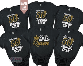 50 birthday crew, Birthday Party Group Shirt,50th Birthday Queen, 50th birthday party shirts, girls 50th birthday tshirts, 1975 Birthday T