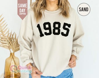 Custom Year sweatshirt, 1985 sweatshirt, 1985 birth year number shirt, Happy Birthday Sweatshirt 2025, 40th birthday sweatshirt, Ladies Top