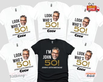 Custom 50th Birthday Face Shirt: Matching Party Group Tee