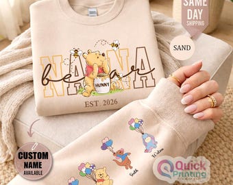 Nana Bear Sweatshirt, Custom Mothers Day Shirt with Names, Custom Nana Bear Sweatshirt, New Nana Gift, Sweatshirt gift for Mum, Nana to Be T