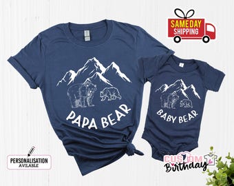 Papa Bear Baby Bear, Dad and Baby Matching T-shirt Baby Vest, Father's Day Gift Present, New Dad Gift, Dad Birthday tshirt son Gift to Dad T