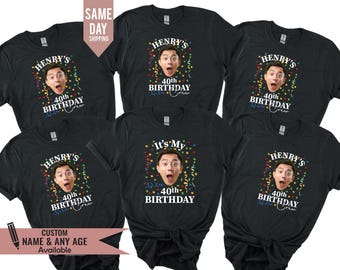 Custom Birthday Photo Name Shirt 2025, Birthday Face Name Tee, Funny Birthday Matching Shirts, Birthday Party Group Shirts for Friends 2025