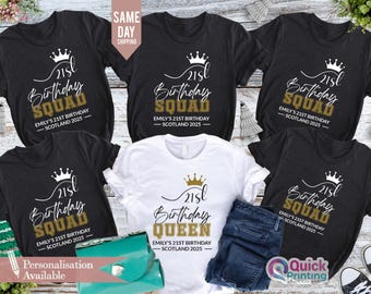 Koszulka urodzinowa „21st Birthday Squad”: Koszulka Queen Party Group