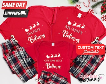 Personalized Believe Pajamas, Matching Christmas Family Pajamas, Couples Christmas Pajamas, Christmas Gift ,Couples Gift, Custom Family Gift