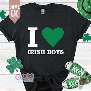 I Love Irish Boys Ladies Tshirt, I Love Irish Boys Top, Womens Girls Cute St Patricks Day Ireland Irish Saint Patrick&#39;s Birthday Gift Top
