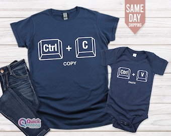 Ctrl C Ctrl V Shirt Set: Matching Dad & Baby T-Shirts