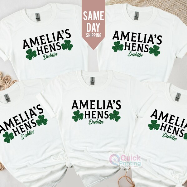 Custom Name Irish Hens T-shirt , Ladies Group Tshirt, Womens Girls Hen Party Tops Birthday Christmas Ireland Do Night Weekend Gift Top 2024