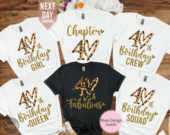 40th Birthday Squad T-Shirt: Leopard Print, Soft Cotton
