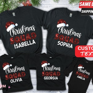 Matching Family Christmas Squad T-Shirts, Personalised Christmas Familys Tshirt, Personalised family matching xmas set,Christmas Squad Shirt