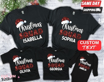 Matching Family Christmas Squad T-Shirts, Personalised Christmas Familys Tshirt, Personalised family matching xmas set,Christmas Squad Shirt