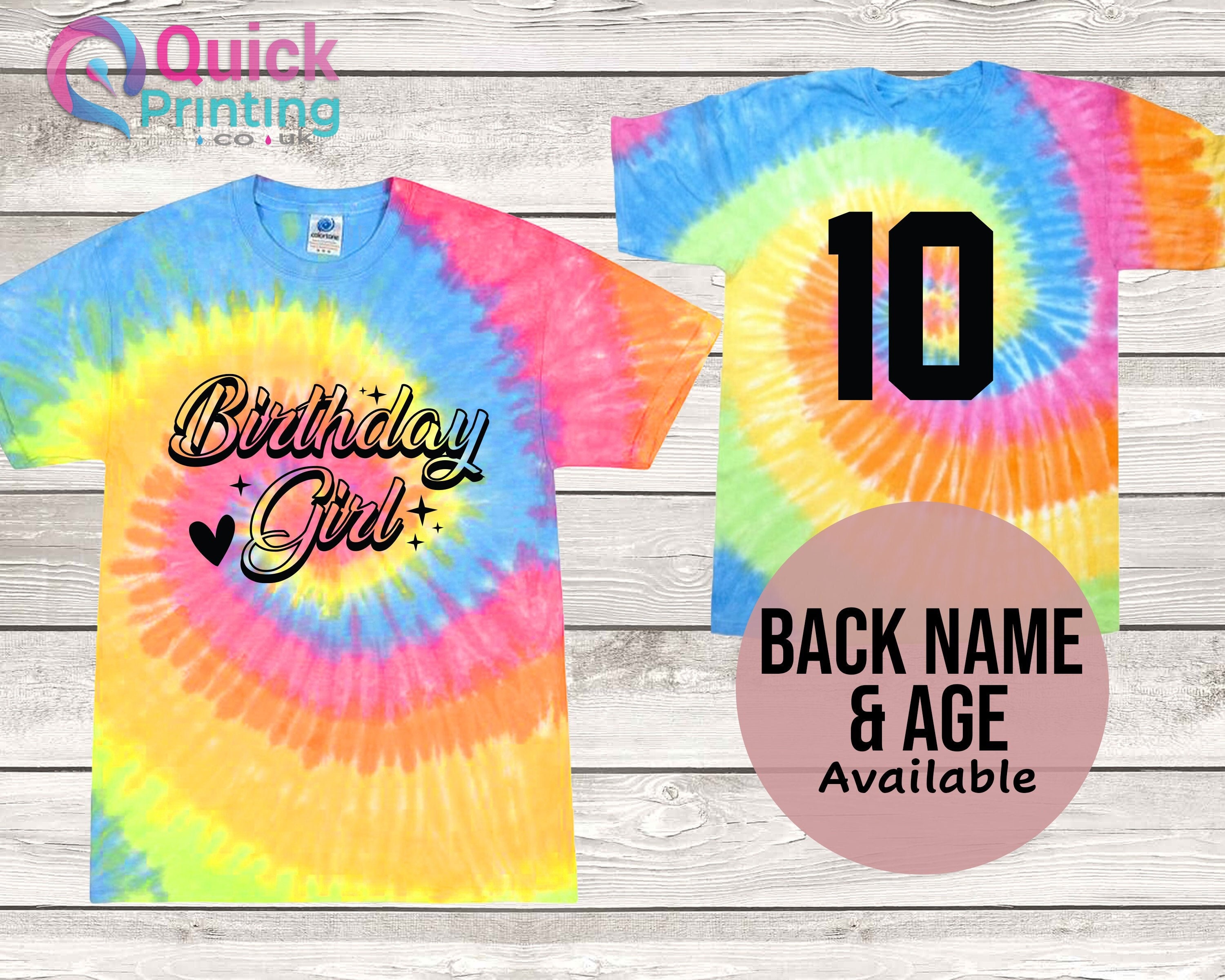 Personalized Tie Dye Birthday T-shirt: Custom Name & Age - Etsy