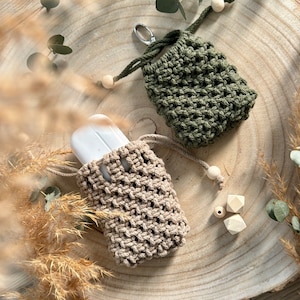 Schlüsselanhänger Makramee | Minitasche Anhänger | kleine Tasche Damen | Muttertag | Geschenkidee | Aromatherapie | AirPods Hülle