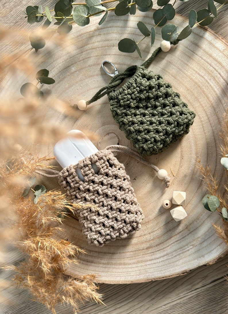 Keychain macrame Mini bag pendant small bag women Mother's Day Gift idea Aromatherapy AirPods case sand