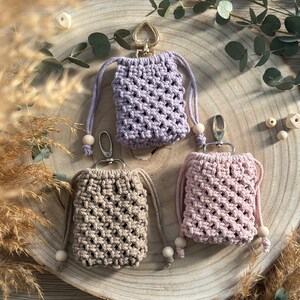 Keychain macrame Mini bag pendant small bag women Mother's Day Gift idea Aromatherapy AirPods case image 2