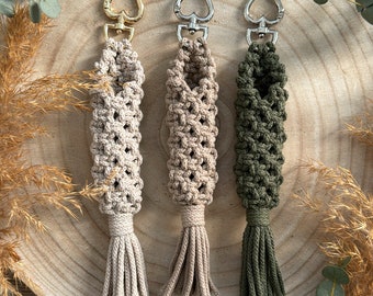 Pendentif en macramé | Macramé porte-clés | Pendentif pour sac à main | Aide au quotidien | Rouge à lèvres de stockage | Huiles essentielles à rouler