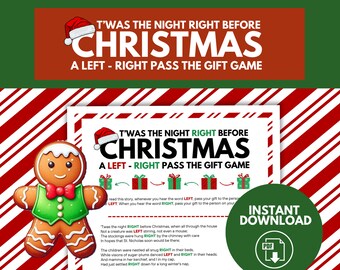 PRINTABLE Left Right Christmas Party Game,  Pass The Gift Game for Family, Ladies Night Game, White Elephant Game, Holiday Games
