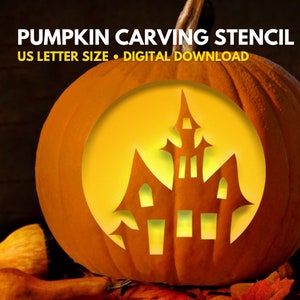 Haunted House Pumpkin Carving Stencil PRINTABLE | Halloween Pumpkin | Pumpkin Carving Designs | Easy Pumpkin Carving  | *Digital Download