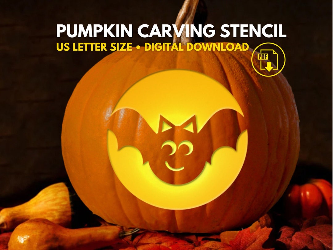 Cute Bat Pumpkin Carving Stencil PRINTABLE Halloween Pumpkin Etsy