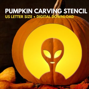 Alien Pumpkin Carving Stencil PRINTABLE | Halloween Pumpkin Carving | Pumpkin Carving Designs | Easy Pumpkin Carving  | **Digital Download