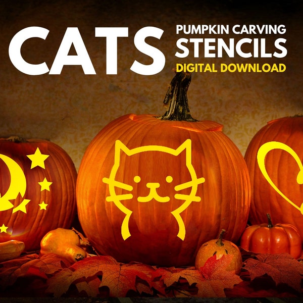 CATS Pumpkin Carving Stencil | Digital Download | Pumpkin Carving Pattern | Halloween Pumpkin Stencil | Cats Pumpkin Pattern | Template