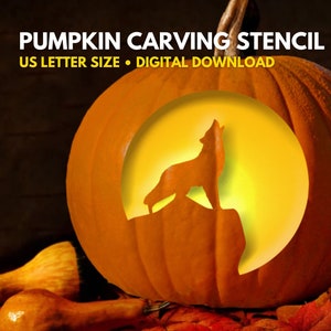 Wolf Pumpkin Carving Stencil PRINTABLE | Halloween Pumpkin Template | Pumpkin Carving Designs | Easy Pumpkin Carving  | *Digital Download