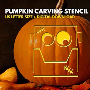 Frankenstein Pumpkin Carving Stencil PRINTABLE | Halloween Pumpkin | Pumpkin Carving Designs | Easy Pumpkin Carving  | *Digital Download