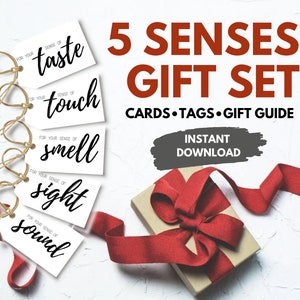 Etiqueta de regalo de los 5 sentidos, juego de tarjetas / guía de regalo y plantilla de sobre de bonificación / regalo para él, regalo para novio, regalo para marido, regalo de aniversario