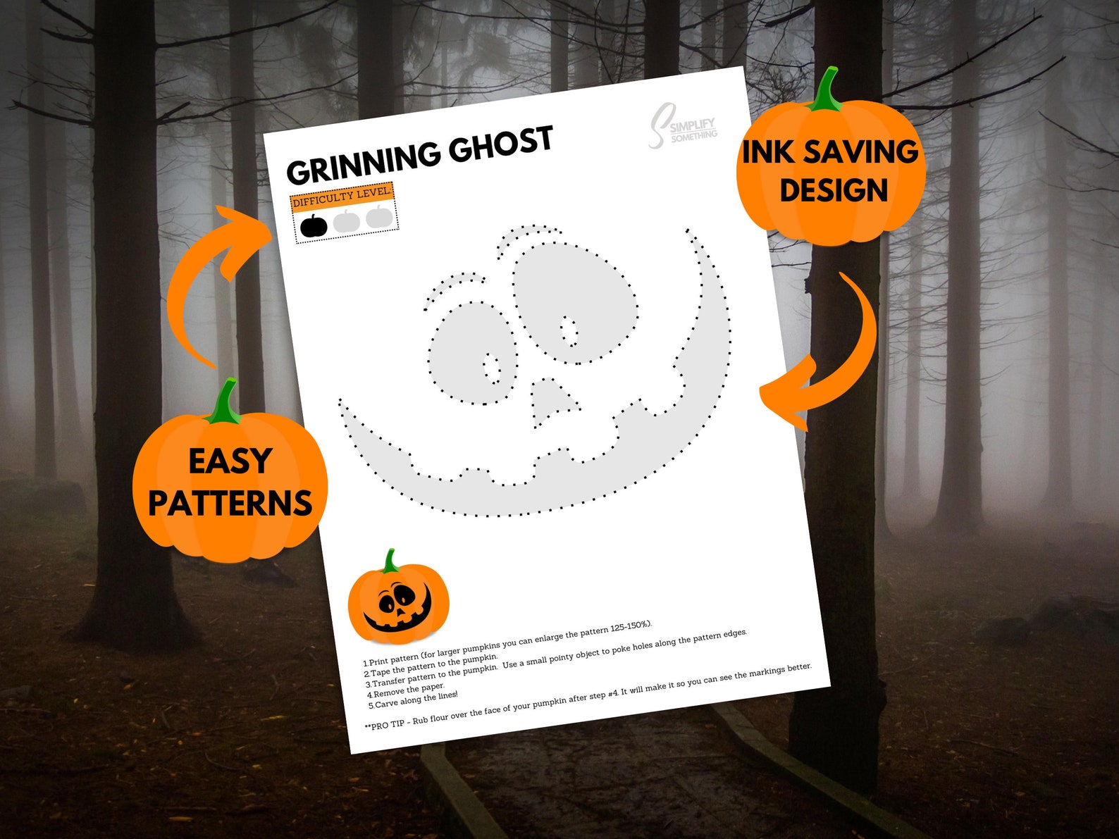 Pumpkin Carving Stencil Printable | Halloween Pumpkin Carving | Pumpkin Carving Designs | Easy ...
