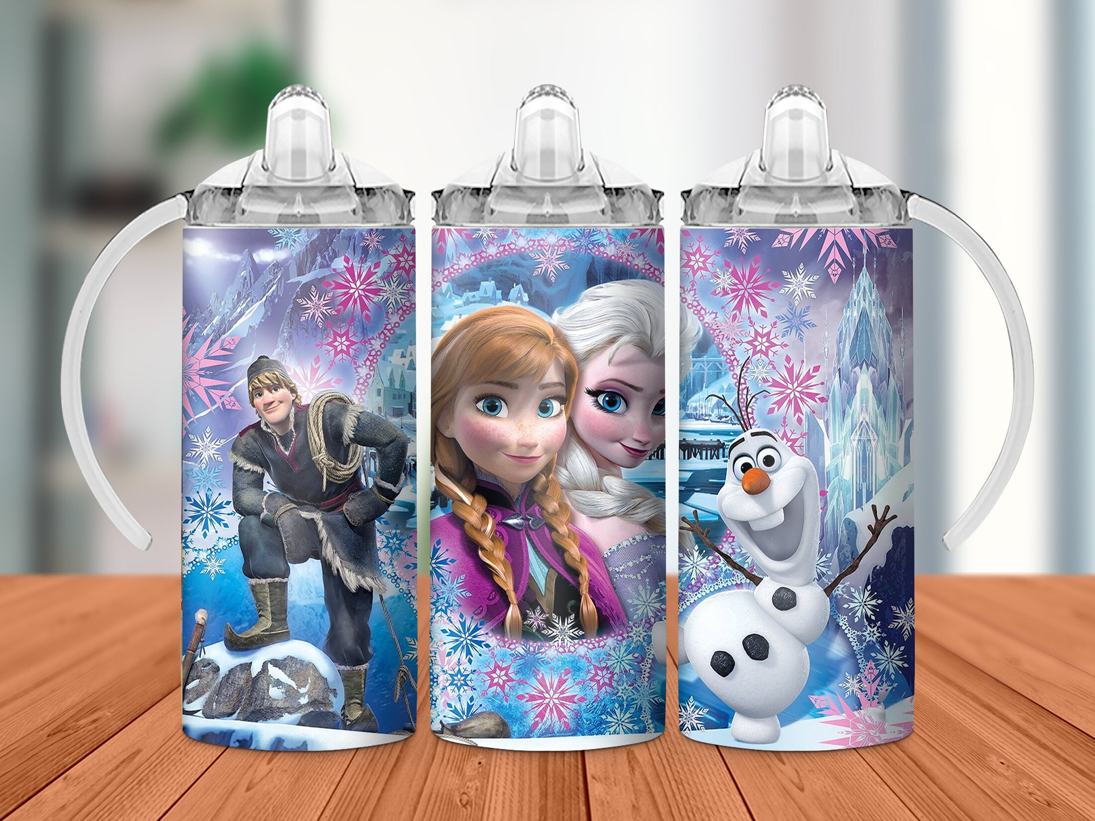 Disney Frozen 2 Kids Water Bottle Set with Reusable Straws and