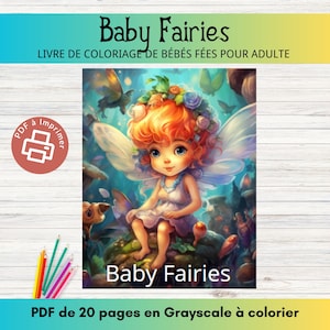 Pack of 20 digital fairy coloring pages in Grayscale - PDF to print and color