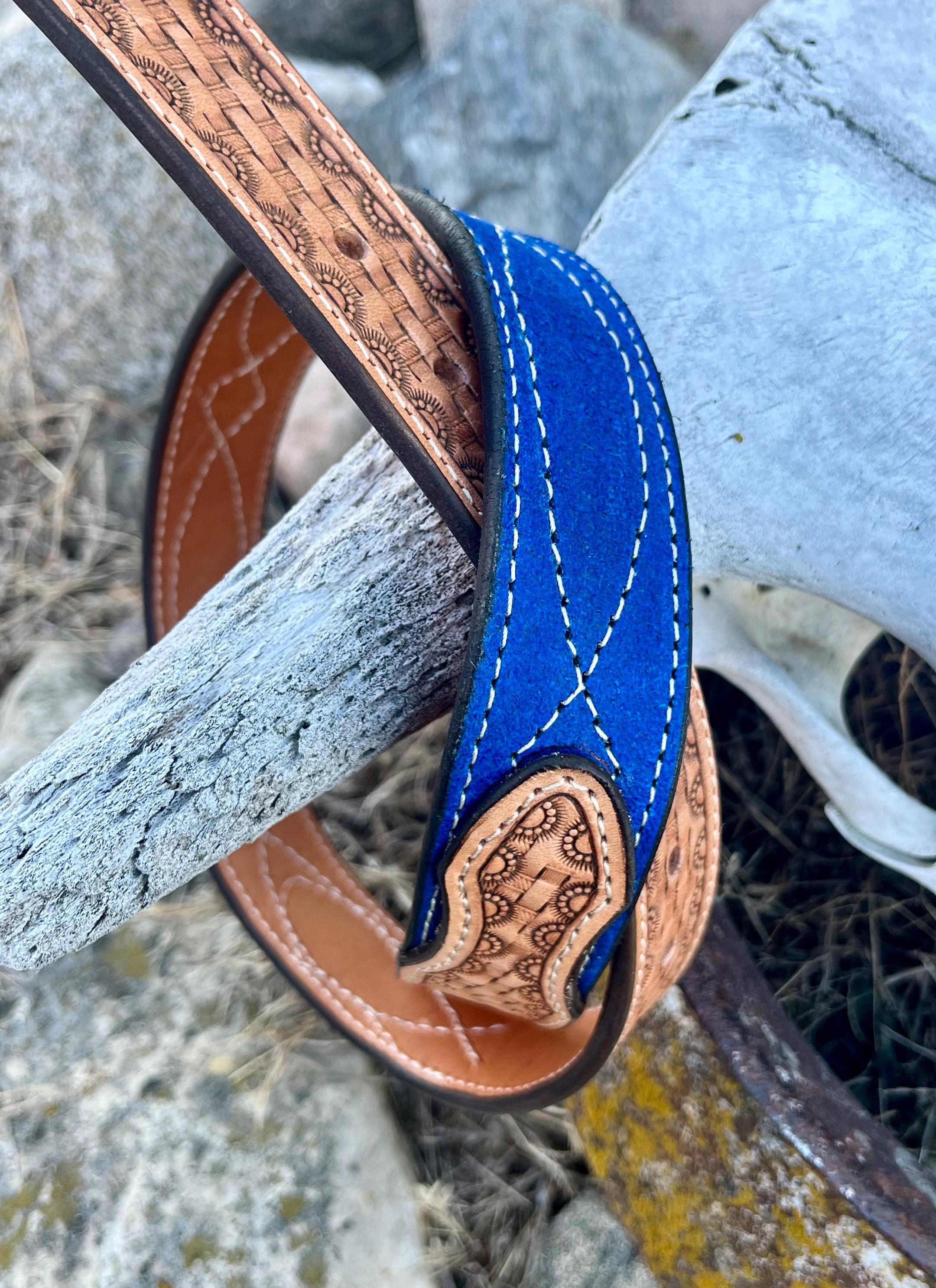 Custom Western Belt Suede Rough Out Tooled Hybrid Gunslinger 
