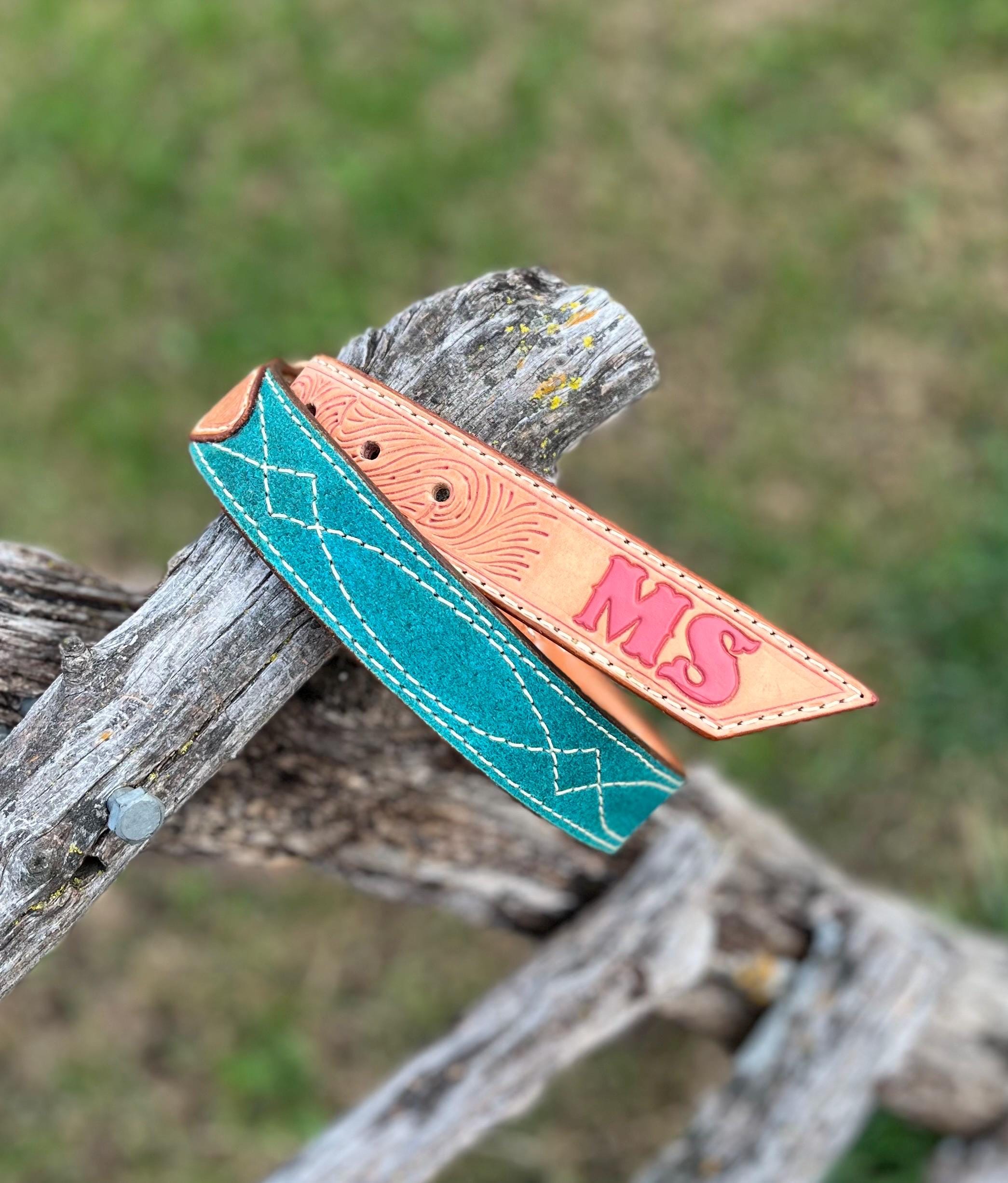 Custom Western Belt Suede Rough Out Tooled Hybrid Gunslinger 