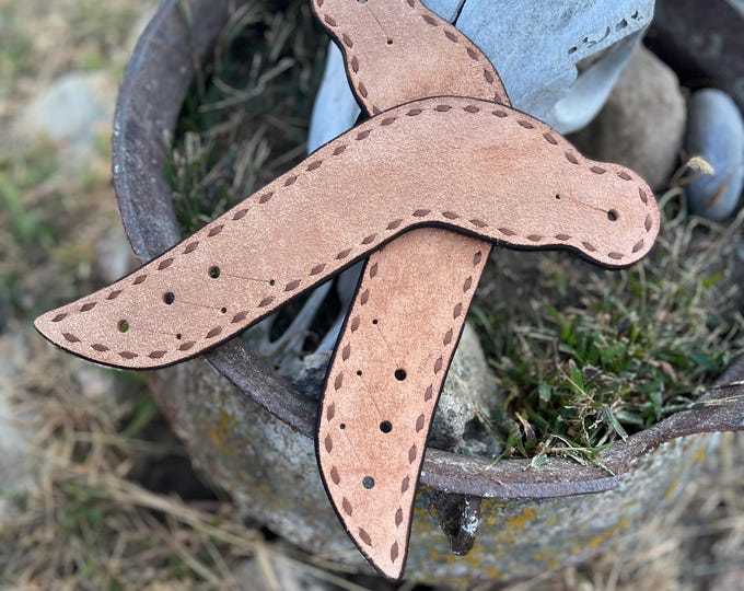 Custom buckstitch handmade spur straps dove wing style made to order