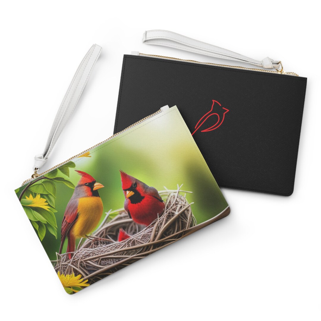 Clutch Bag, Soft Vegan Leather Cardinal Clutch Bag, Loop Handle Clutch