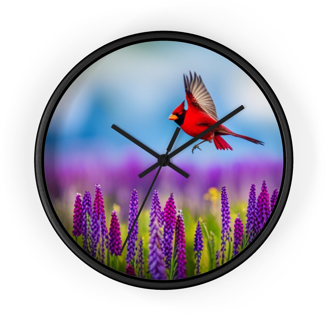 Cardinal Wall Clock: Silent Bird Home Decor (10 Inch) - Etsy