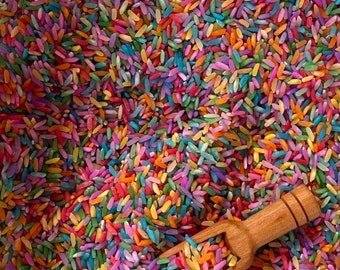 Gekleurde rijst - regenboog - accessoire voor zintuiglijk spelen