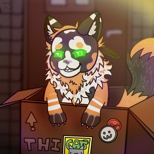 Mystery Animal Adoptable: Cat Edition - Full Ref sheet + PFP (Examples of Art Style in Photos)
