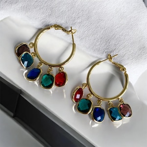 Multicolor hoop jewelry, popular fashion jewelry,rainbow hoop earrings, multicolored hoop earrings