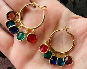 Multicolor hoop jewelry, popular fashion jewelry,rainbow hoop earrings, multicolored hoop earrings