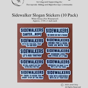 Horse Stickers (Pack of 10 Unique Sidewalker Slogans) for Therapeutic Riding and Hippotherapy Volunteers/Sidewalkers