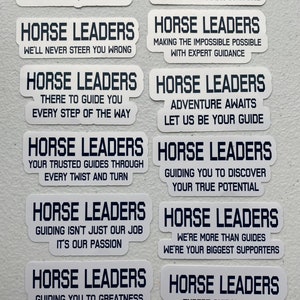 Horse Stickers (12 Unique Horse Leader Slogan Stickers per Pack) for Adaptive, Therapeutic Riding, Hippotherapy Volunteers/Horse Leaders