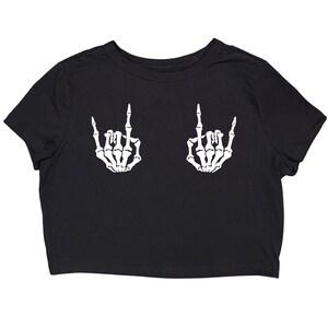 Skeleton hand baby tee crop top