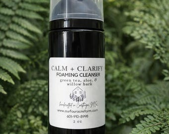 Calm + Clarify Foaming Cleanser | Green Tea, Aloe, Willow Bark Skincare