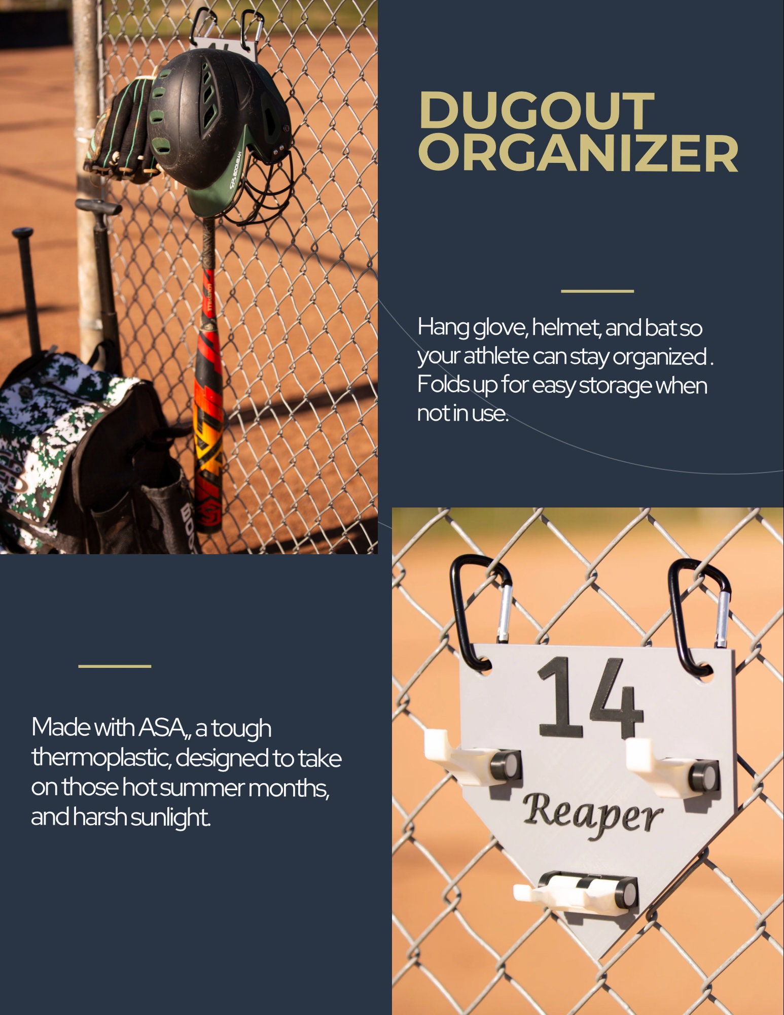 FULLY Customizable Dugout Organizer 3D Printed Softball/ Baseball