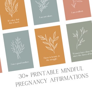 Plus de 30 cartes d'affirmation de grossesse | Téléchargement numérique | Minimaliste | Ton de terre | Simple | Imprimable | Pleine conscience | Cadeau de fête de naissance