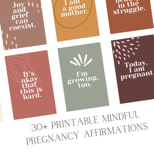 30+ Carte di affermazione di gravidanza / Download digitale / Minimalista / Boho / Semplice / Stampabile / Consapevolezza / Regalo Baby Shower